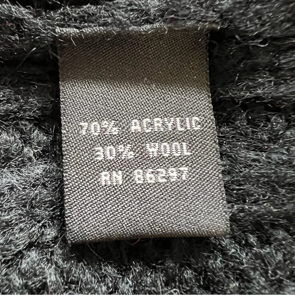 BCBGMaxazria oversized solid black wool blend v neck sweater 483_7